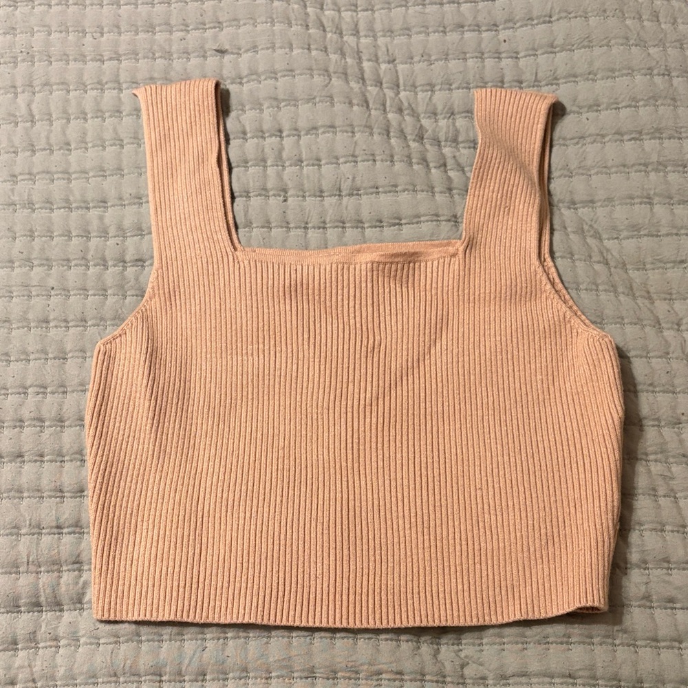 Amazon Ribbed Beige Tank Top